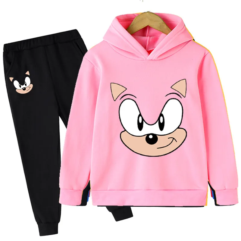 

2021 Autumn Baby Clothes Children Boys Girls Sonic Cartoon Hoodies Pants 2Pcs Sets Toddler Clothing 4-14 Years Kids Tracksuit