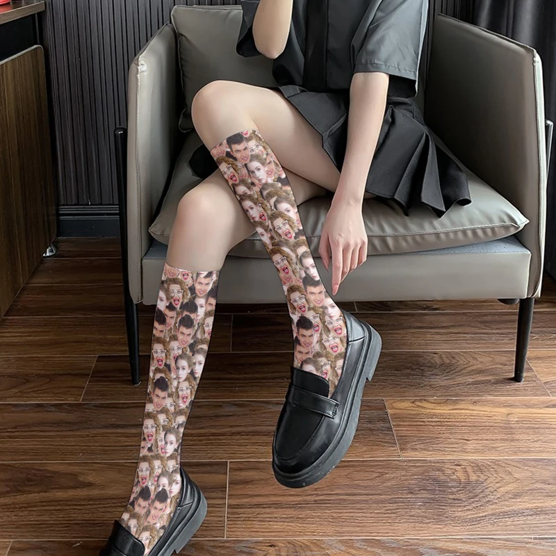 Fashion Custom Lady Over Knee Stockings And Calf Socks Your Photo Pet 3D Printed In Socks High -Quality Stockings Funny Gift New