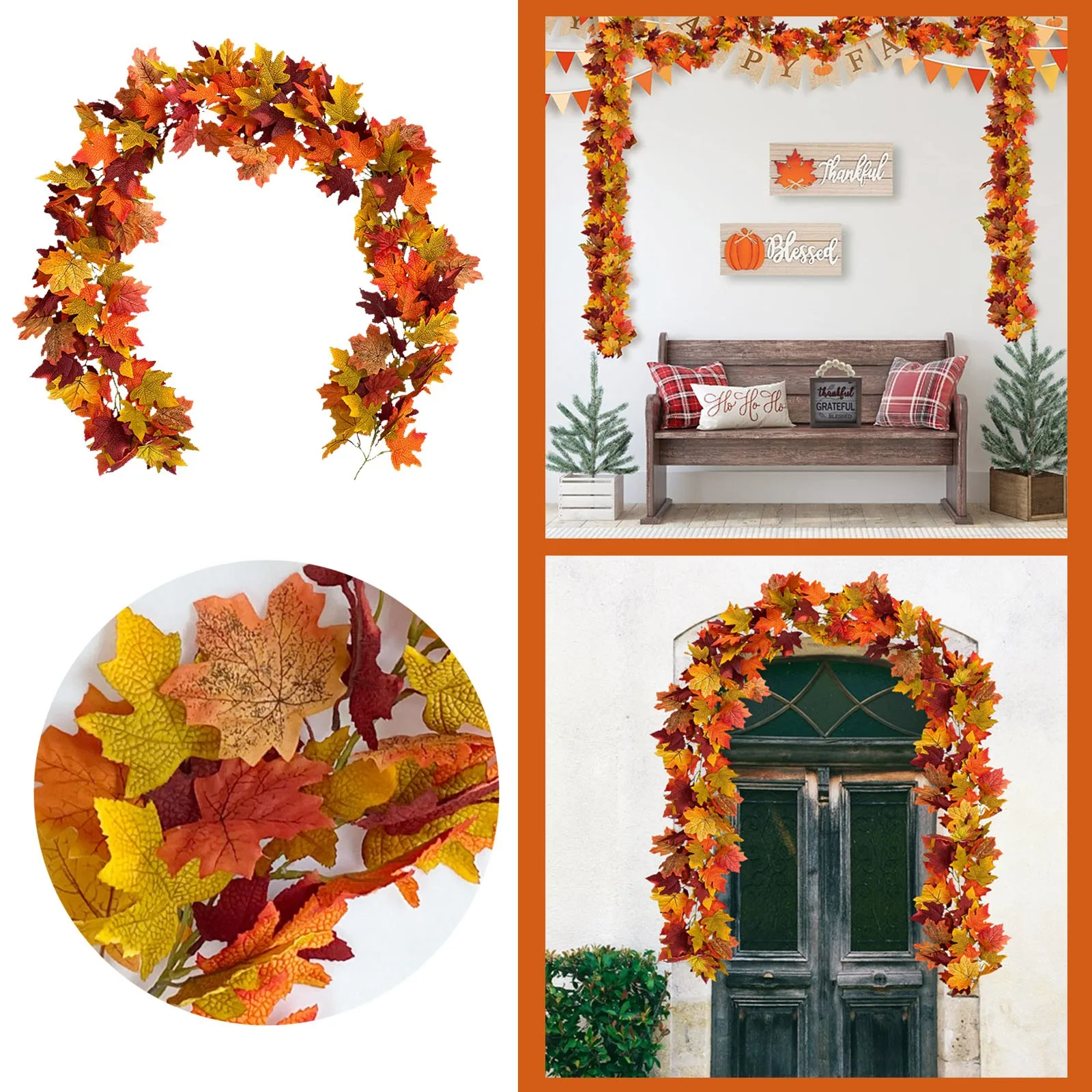 

Halloween Simulation Maple Leaf Rattan Leafs Artificial Leaves Fall Decor Outdoor Fall Decor Autumn Decorfall Leaves Garland