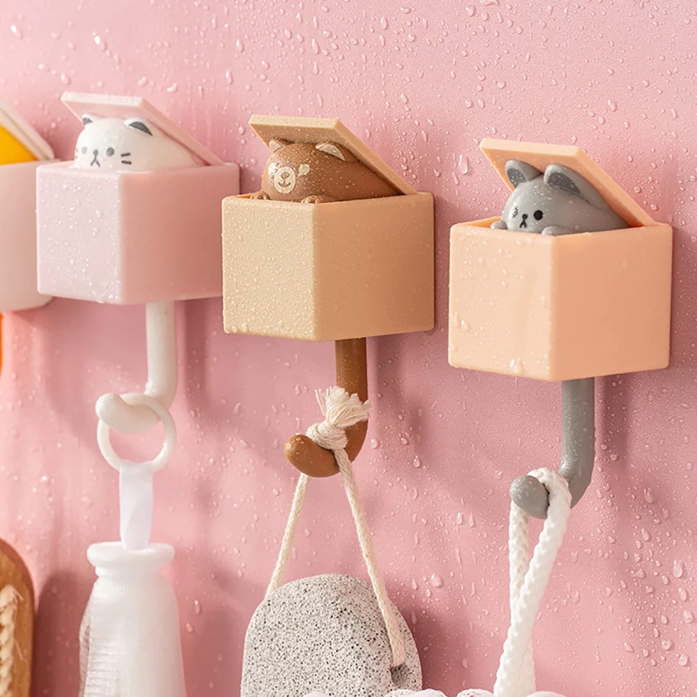 

1Pc Creative Cat Hook Cute Seamless Dormitory Bedroom Door Hangers Hooks Key Umbrella Towel Cap Coat Rack Wall Decoration Hook