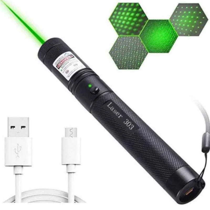 

1PC High Power USB Green Laser Pointer LED Long Range Green Tactical Flashlight Shooting Flashlight Green Guiding with USB Cable