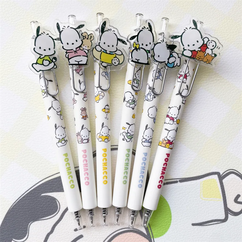 Гелевые Ручки Sanrio Pochacco 6/36 Шт. Шариковые 0 5 Мм С Мультяшной Нашивкой Студенческие
