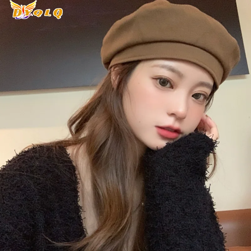 

Cotton Women Berets Vintage French Plaid Top Military Cap Painter Hat 2021 Autumn Winter Street Girls Octagonal Beret Hats Caps