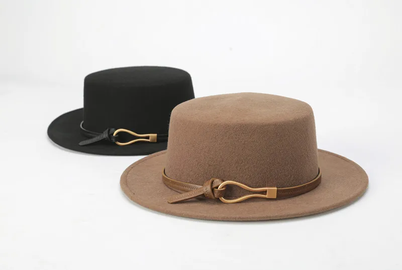 

202211-HQ-FW038244 Прямая поставка Великобритания шерстяной фетровый металлический ремень маленькие поля искусственная кожа для мужчин и женщин д...