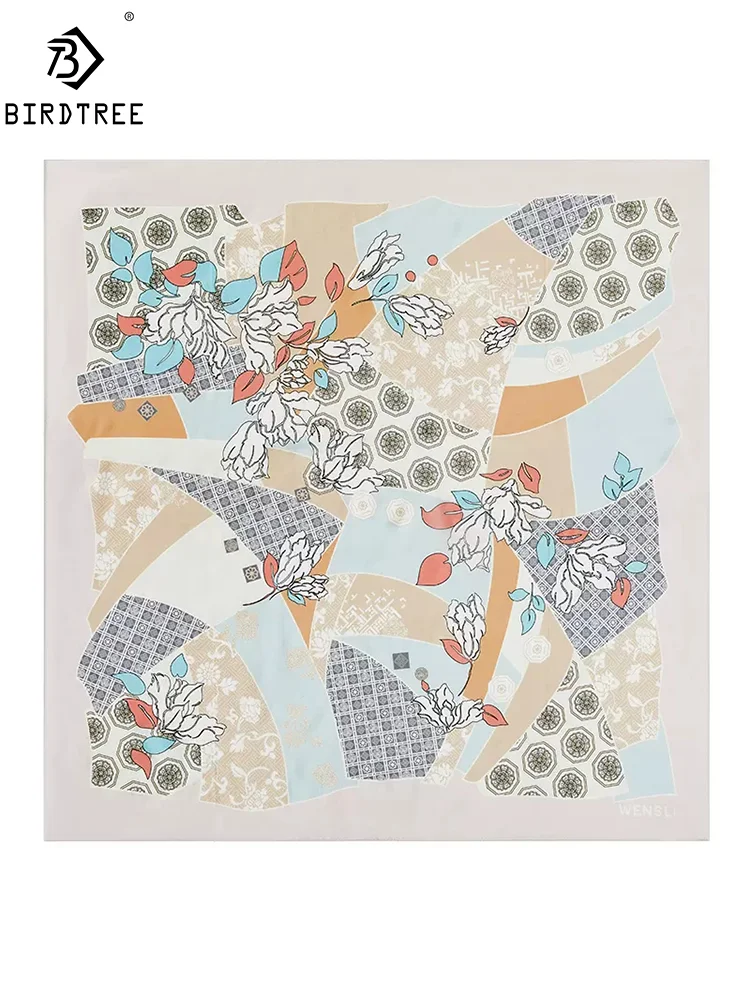 Птичье дерево 14 мм 100% шелковый платок 88 см Женский цветочный принт подарок