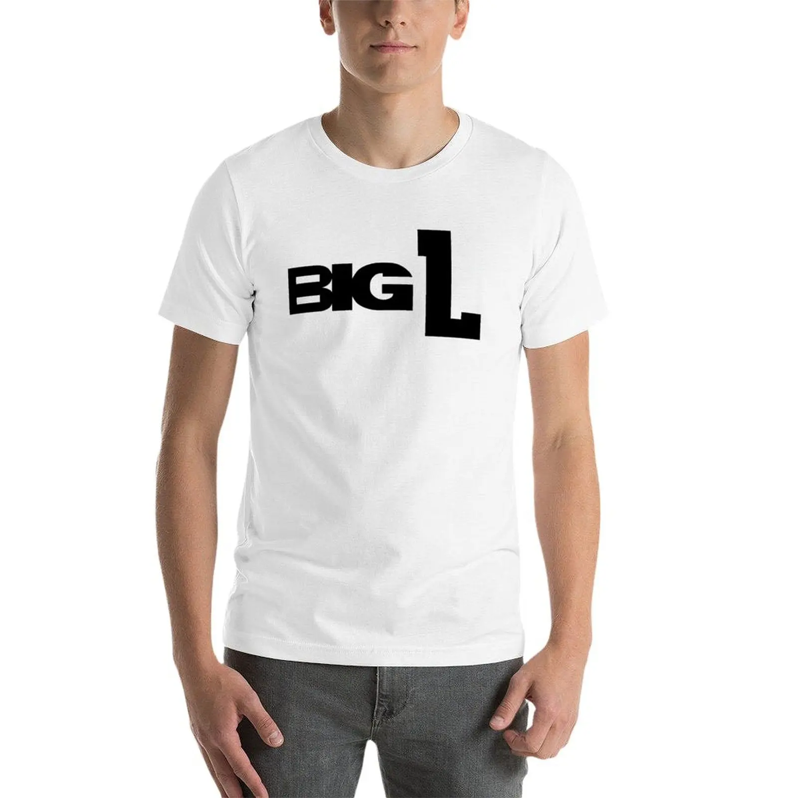 Фото Черная футболка Big L Logo 3 больших размеров с коротким рукавом для тренировок №3
