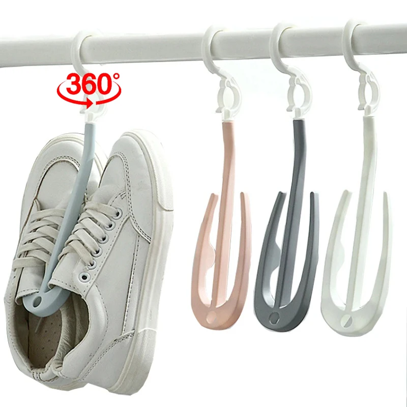 

Double Hook Drying Shoes Hanger Multifunction Shoes Rack 360° Rotating Hanging Holder Portable Slippers Storage Organizer Hooks