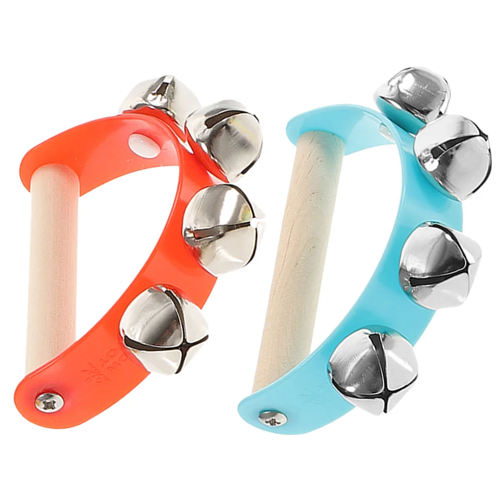 

2 Pcs Hand Bell Kids Tambourine Toys Dance Bells Wooden Baby Shaking Party Jingle Children Instrument Music