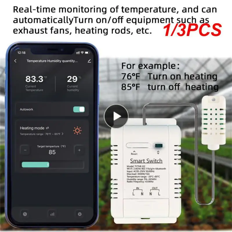 

1/3PCS WiFi -16 Switch Tuya Wireless Control with Power Consumption Monitoring Temperature and Humidity Thermostat Alexa