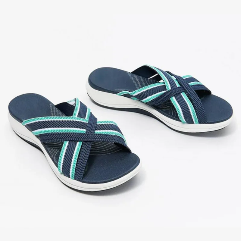 

Plus Size Summer Flat Bottom Slope with Fish Mouth Flying Cross Sandals Female