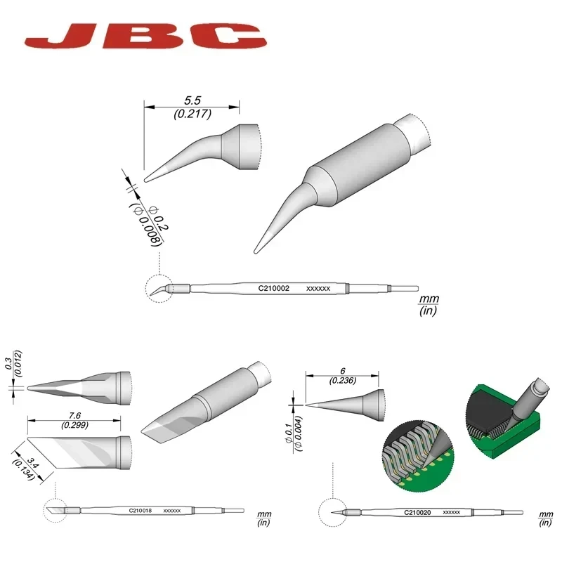 Головка Паяльника JBC C210 020 018 002 Сменные Насадки Для Наушников Ремонт Материнской