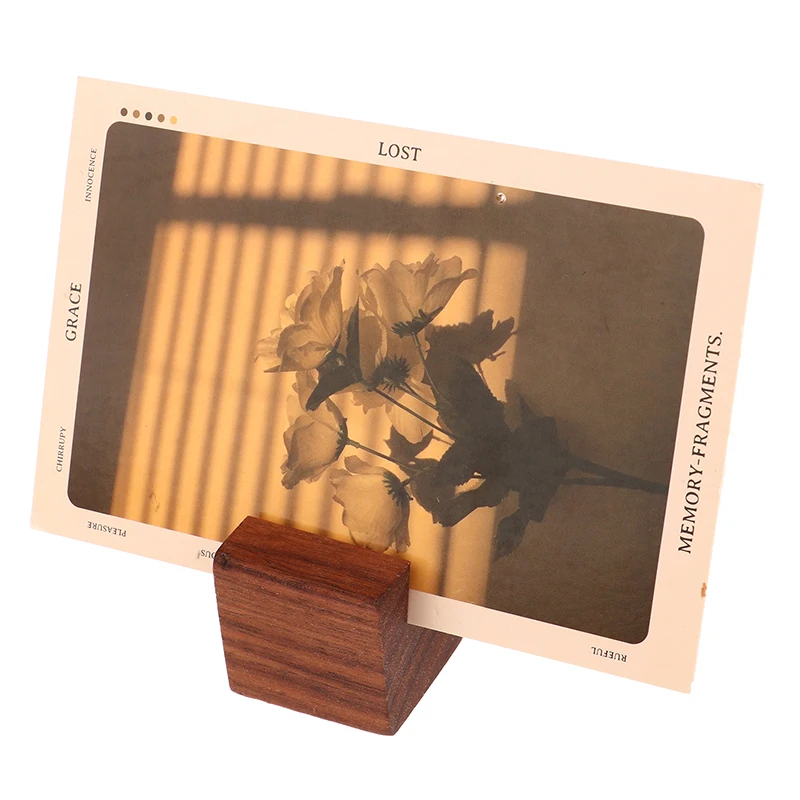 

1PC Holder Card Stand Table Wooden Holders Business Place Wood Picture Photo Memo Sign Display Desk Acrylic Number Cards Case