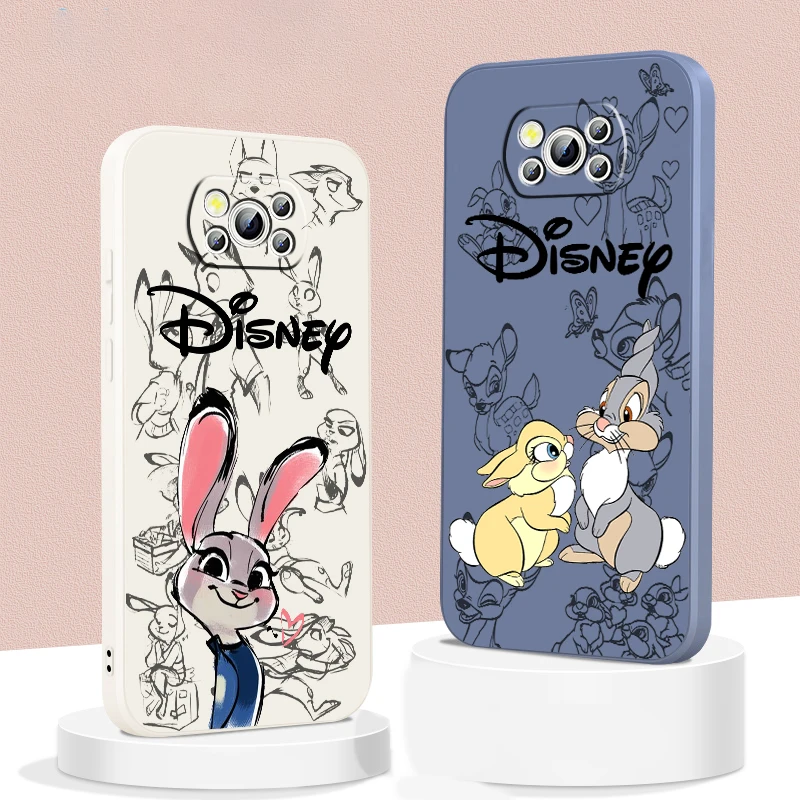 

Disney Zootopia Bambi Luxury Liquid Rope Phone Case For Xiaomi Mi Poco M5s M5 X5 X4 X3 M4 M3 F4 F3 GT Pro NFC 5G Soft Cover