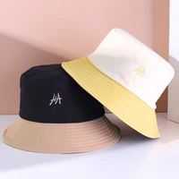 2022 new unisex cotton bucket hats women summer dual purpose hat leather outdoor fisherman hat beach cap gorros panama
