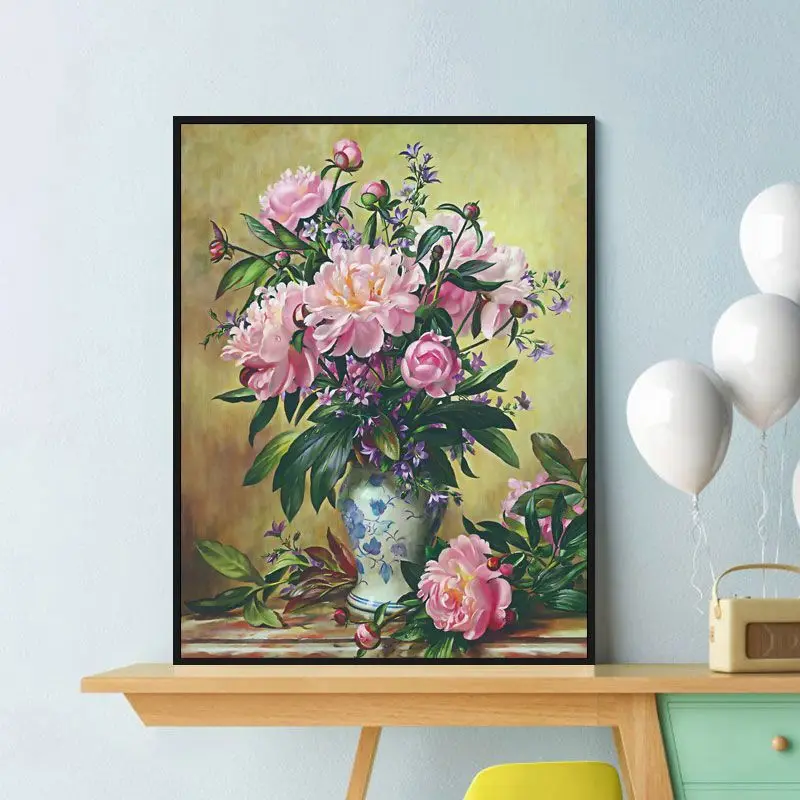 Вышивка крестиком ручной работы вместо индивидуального настенного цветочного