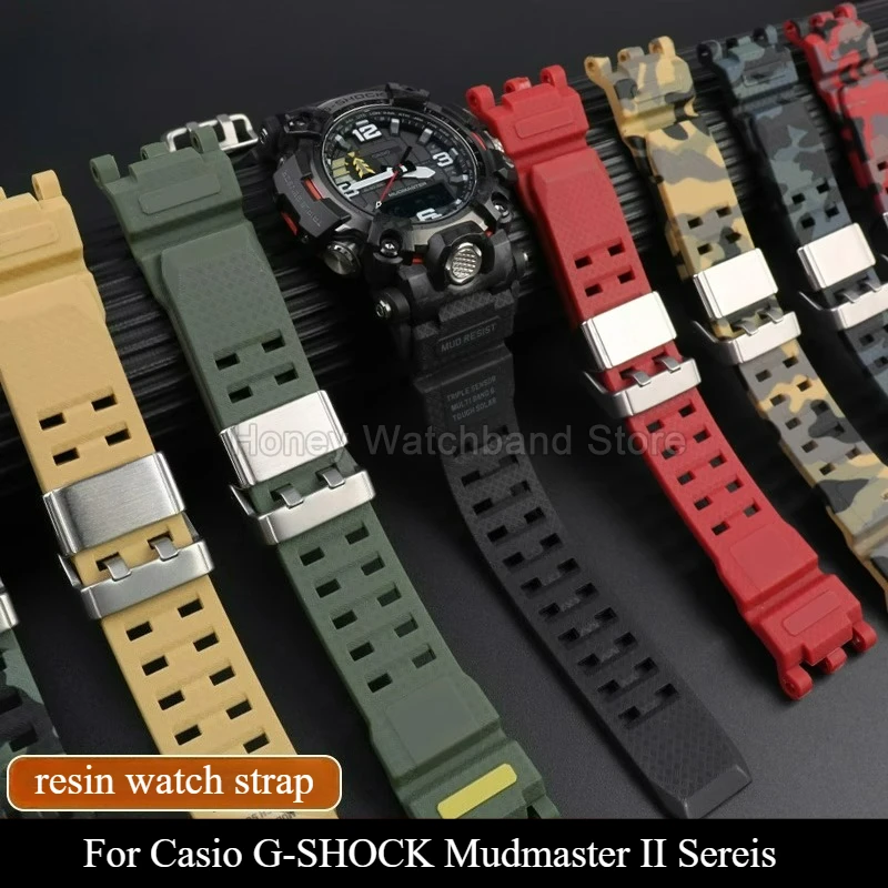 Фото Для Casio G-SHOCK Mudmaster II GWG-2000, легкий дышащий ремешок из смолы, черный армейско-зеленый, хаки, специальный размер №1