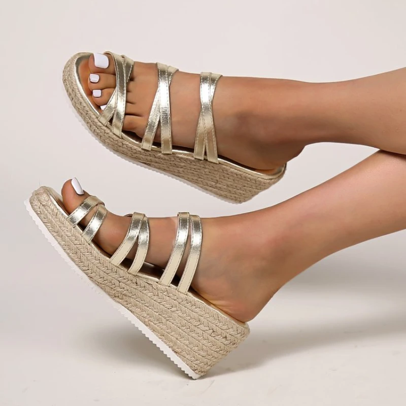 

2023 Chic Sandal Women's Brand Designer Pumps Wedges High Heeled Platform Espadrilles Summer Slipper Mules Shoes Comfy Walking