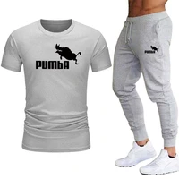 2022 hot sale mens pure cotton t shirts and sweatpants spring summer male daily casual sports tracksuit gym running 2pcs set