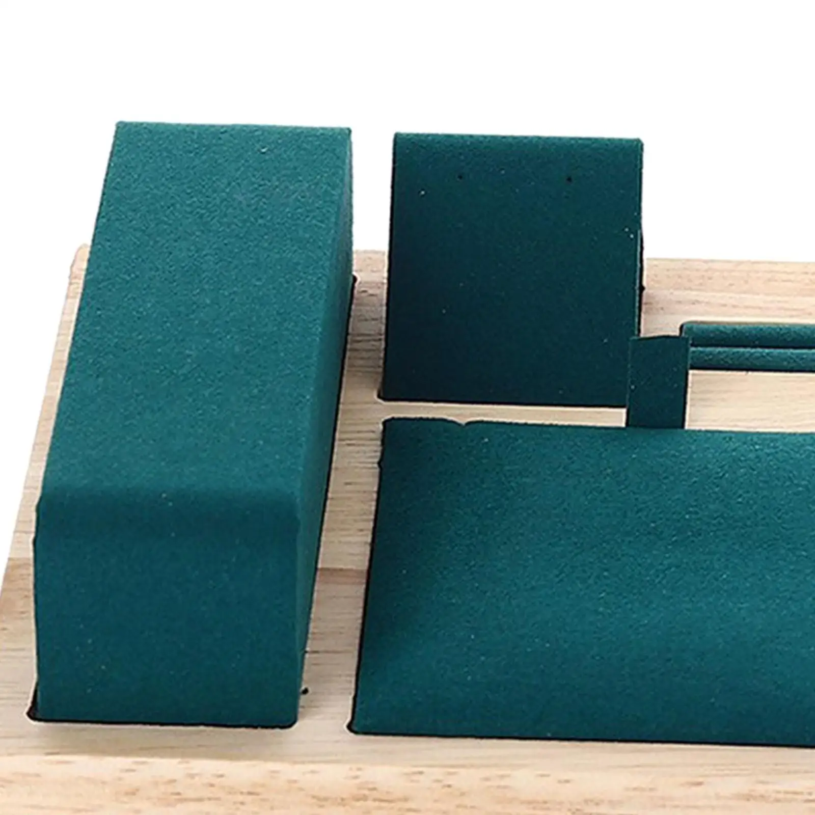 

Wooden Velvet Jewelry Set Display Stand Necklace Earrings Holder Green