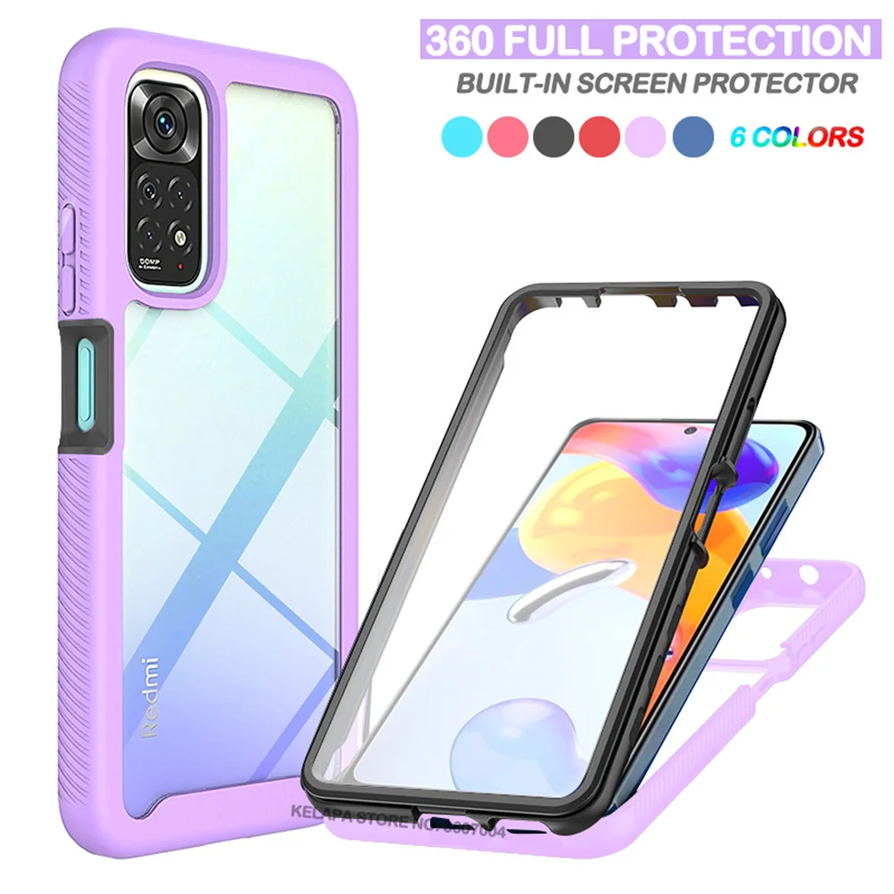 

360 Прозрачный чехол для Xiaomi Redmi Note 11 10 9 Pro 11S 10S POCO M4 Pro 5G X3 NFC Mi 10T Pro полная защита противоударный чехол