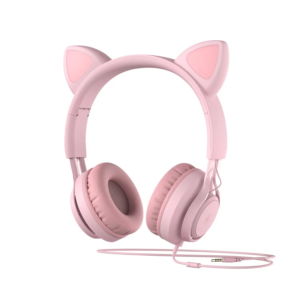 

EP08 Cat Ear Kawaii Headset Kids Wired Headphone With Microphone 3.5mm Music Stereo Earphone Computer Mobile Phone Accessories
