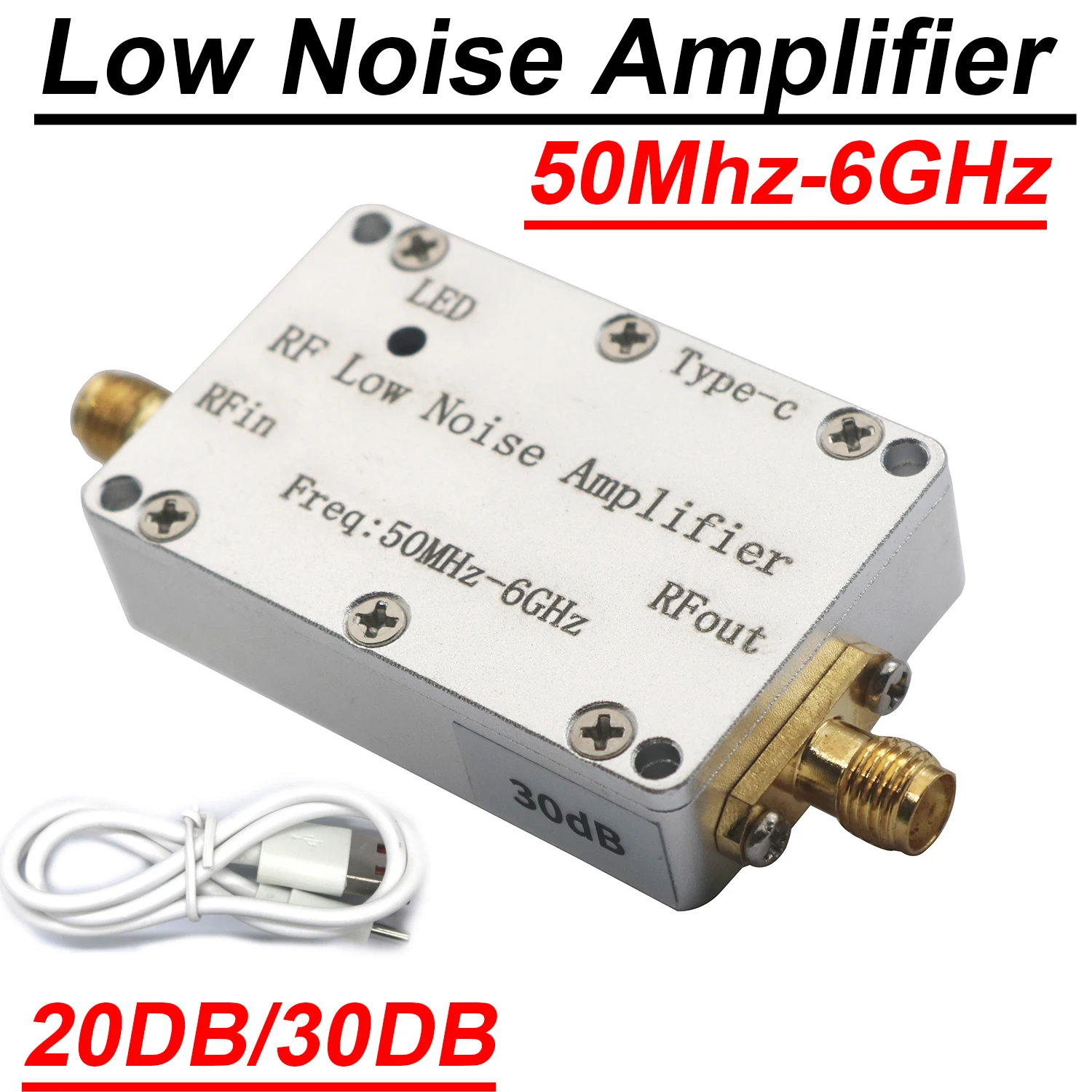 Фото Усилитель с низким уровнем шума, 50-6 ГГц, 20 дБ, 30 дБ 50Mhz to 6Ghz LNA low noise amplifier 20DB  30DB RF Signal Drive Receiver Radio 433Mhz 868Mhz 915Mhz 1090Mhz 1.5G 2.4Ghz 5.8Ghz №2