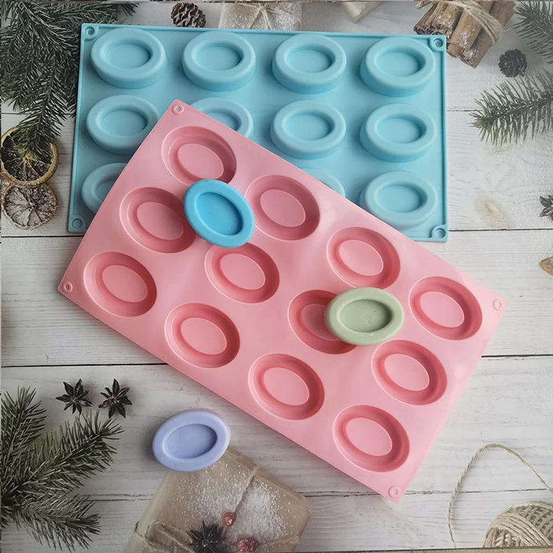 

3D Silicone Pastry Molds Oval Shaped Silicone Chocolate Mold Baking Pan Handmade Soap Mould Donut Tray Muffin Cups Cake Mold