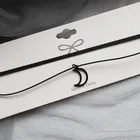 Модное женское черное кружевное ожерелье-чокер, двухслойный ошейник с подвесками в виде Луны, эффектные готические ожерелья, модные украшения для женщин