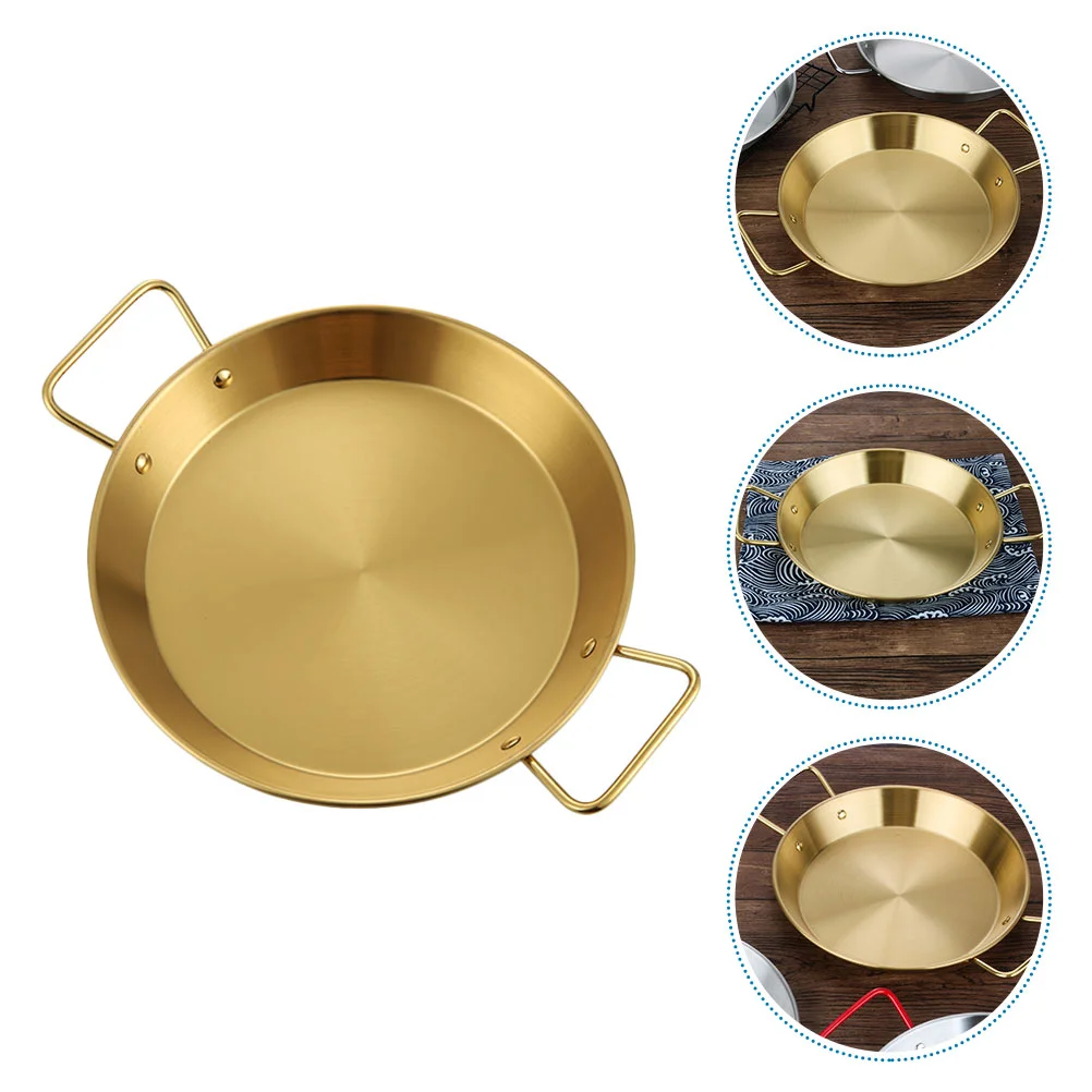 

Induction Frying Pan Paella Pot Pata Pan 21x16cm Professional Cooking Pot Golden Frying Saucepan Paella Pan Lid Ready Pan