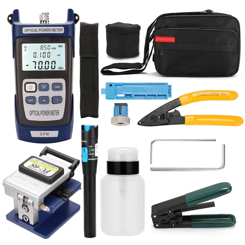 

FC-6S FTTH Optic Kit Assembly Termination Tool W/FC-6S Fiber Cleaver & Optical Power Meter Finder & Visual Fault Locator