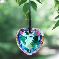 colorful heart crystal glass art prism faceted hanging sun cather chandelier parts diy home wedding shinning decor accessories