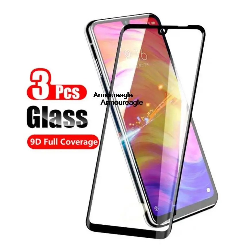 

Черное закаленное стекло для xiaomi redmi note 7 note7 pro, 3 шт., Защита экрана для xiaomi redminote7 9d, защитное стекло