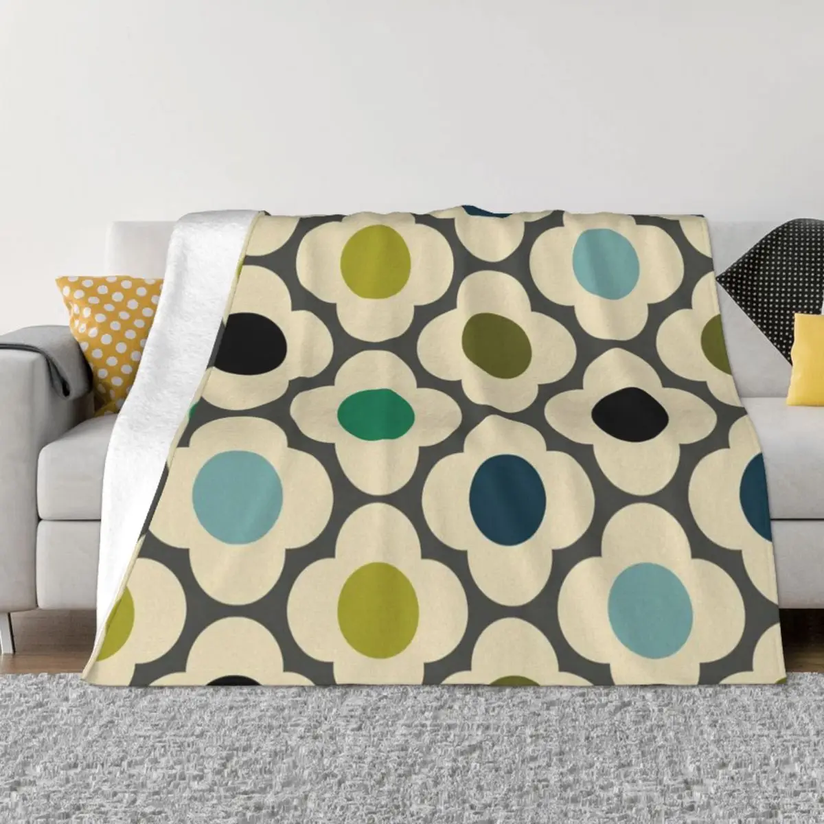 

Orla Floral White Color Blankets Breathable Soft Flannel Autumn Colorful Abstract Throw Blanket for Sofa Office Bed
