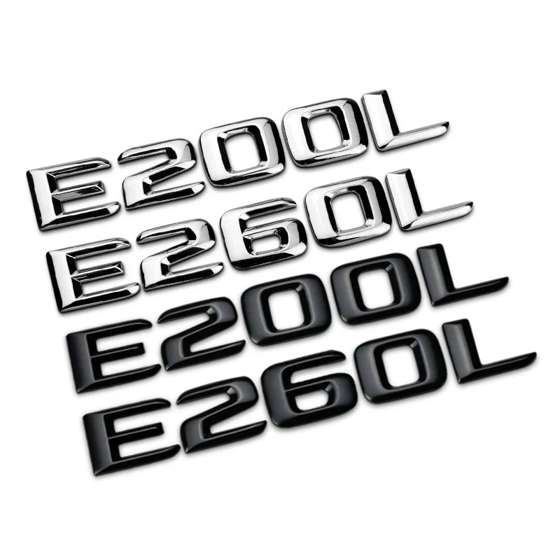 

Оптовая продажа, 5 шт., черные и серебряные автомобильные наклейки на заднюю панель автомобиля ABS E200L E260L E300L E320L E350L E400L E500L 4matic