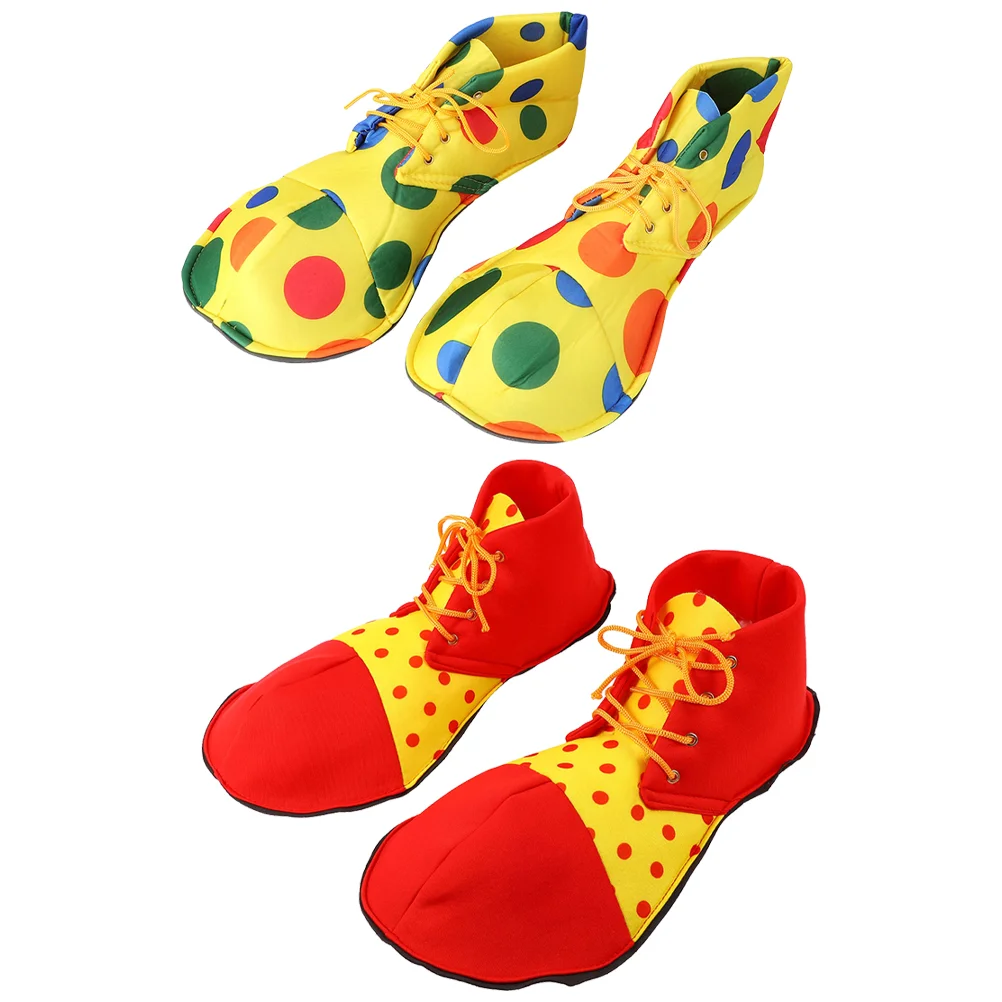 

2 Pairs Clown Costume Halloween Supplies Shoes Performance Fabric Cosplay Props