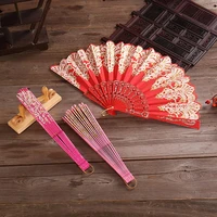 attractive handheld fan glittering fabric chinese flower folding fan folding fan handheld fan