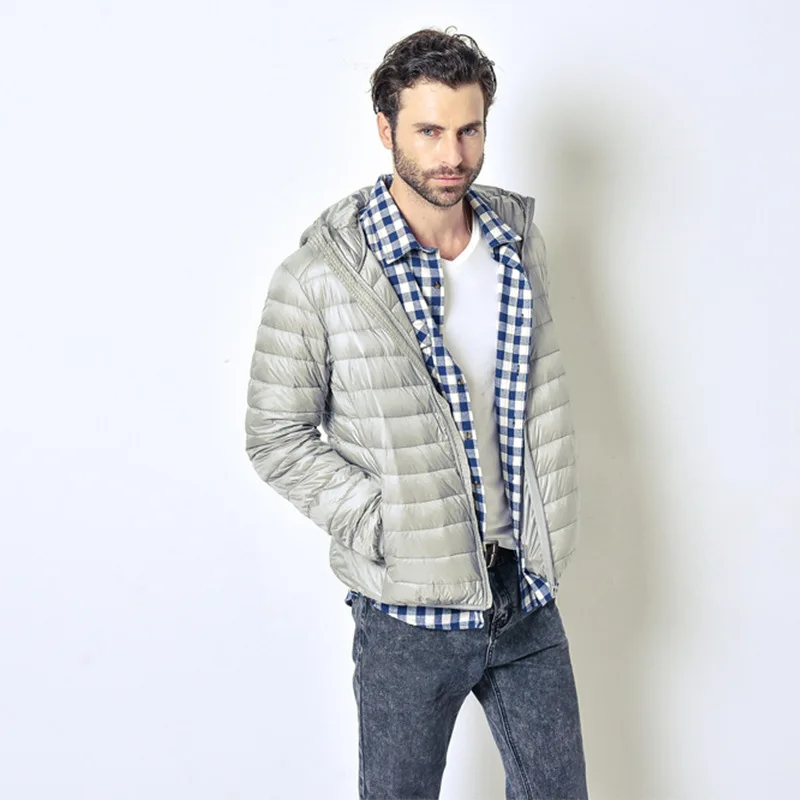 Men's Autumn Winter Ultra Lightweight Packable Down Jacket Water and Wind-Resistant Breathable Coat Big Size Men Hoodies Jackets