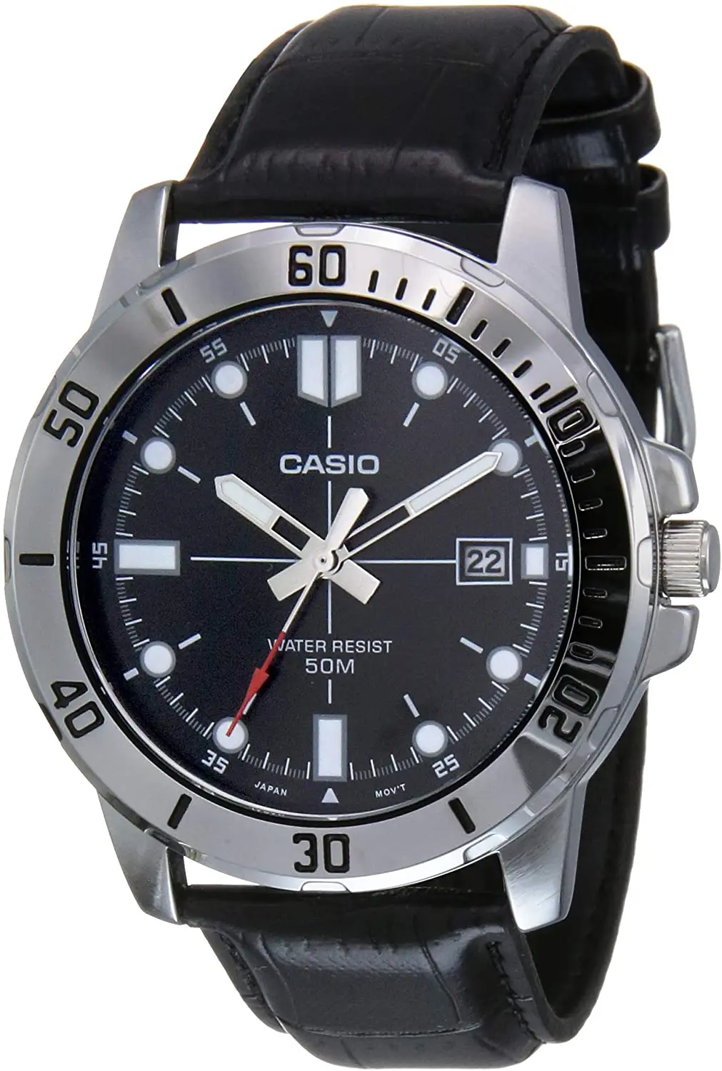 Casio повседневный аналоговый Дисплей 1EVUDF кожаные часы Часы наручные мужские
