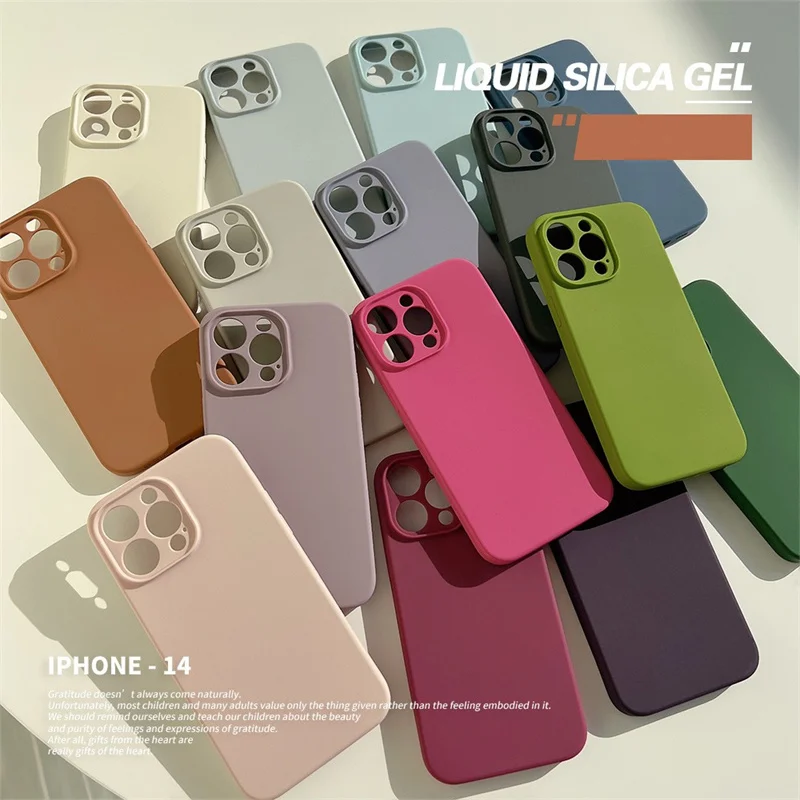 

iPhone 14 13 12 11 Pro Max X XR XS Max 7 8 14 Plus liquid silicone Shockproof Protective Cover