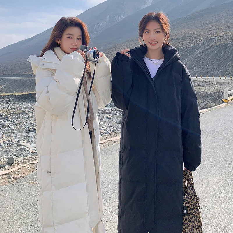 Long  Knee-High To Ankle Down Cotton Jacket Female Winter 2022 New Thickened Hat Loose Fried Street Cotton Clothes Cotton Jacket