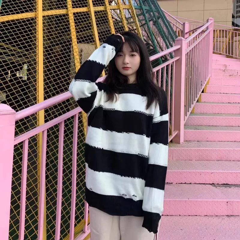 

New Striped Sweater Men Women Winter Loose Senior Coat Thickened Vintage Sweaters Pullover