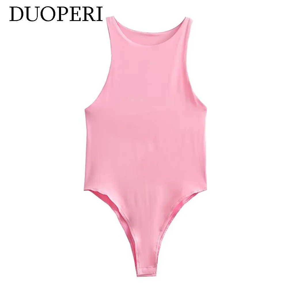 Модный женский разноцветный Повседневный комбинезон DUOPERI y2k с круглым вырезом