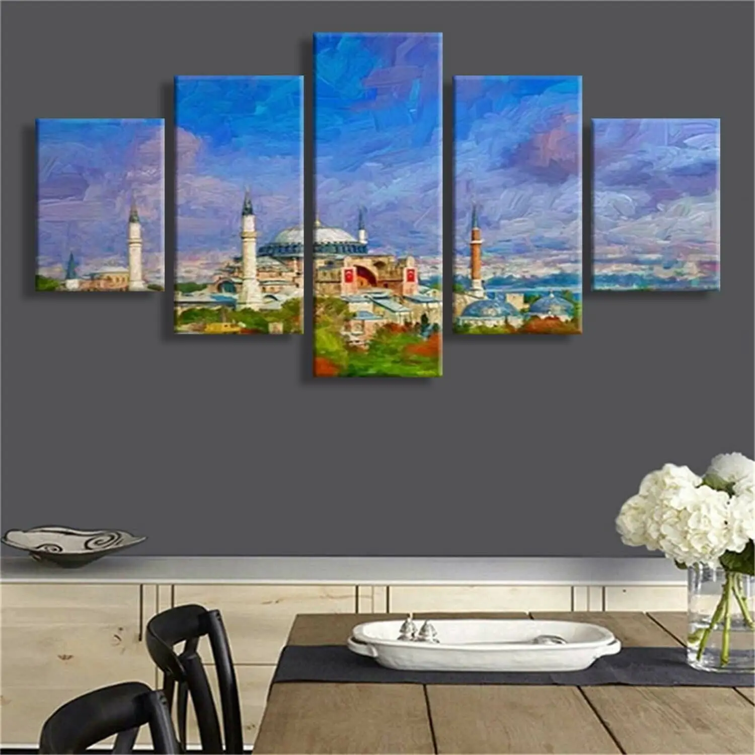 

5 шт. пейзаж картины на искусстве плакат и печать картины настенное искусство HD Печать Декор для комнаты домашний Декор без рамки