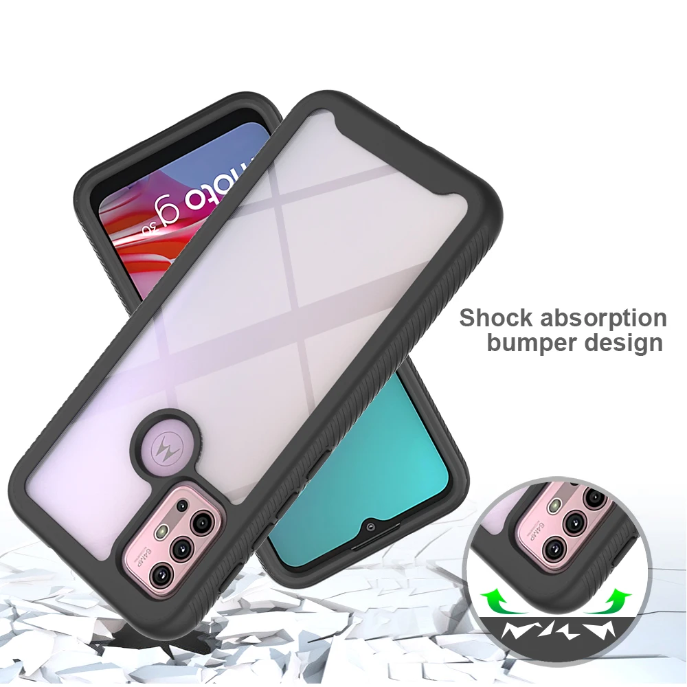Moto G30 Case,Moto G Power Play Stylus 2021 Heavy Duty Shockproof Bumper Clear TPU Cover Phone Cases for Motorola Moto G10 G30