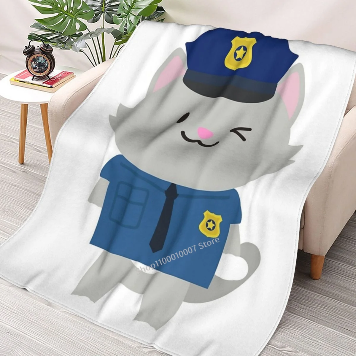 

Policeman Cat Police Cop Kitty Kitten Throw Blanket 3D printed sofa bedroom decorative blanket children adult Christmas gift