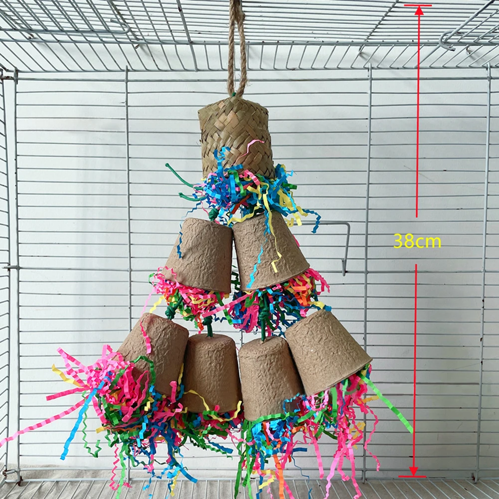 Игрушки для попугая больших птиц разноцветная ротанговая кукурузная шелуха