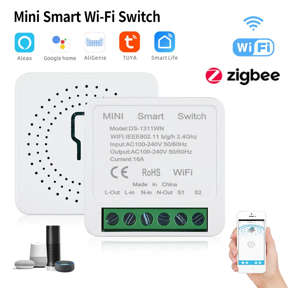 

16A MINI Wifi Smart Switch Supporte 2way Control Timer Wireless Switches Smart Home Automation Work With Tuya Alexa Google Home
