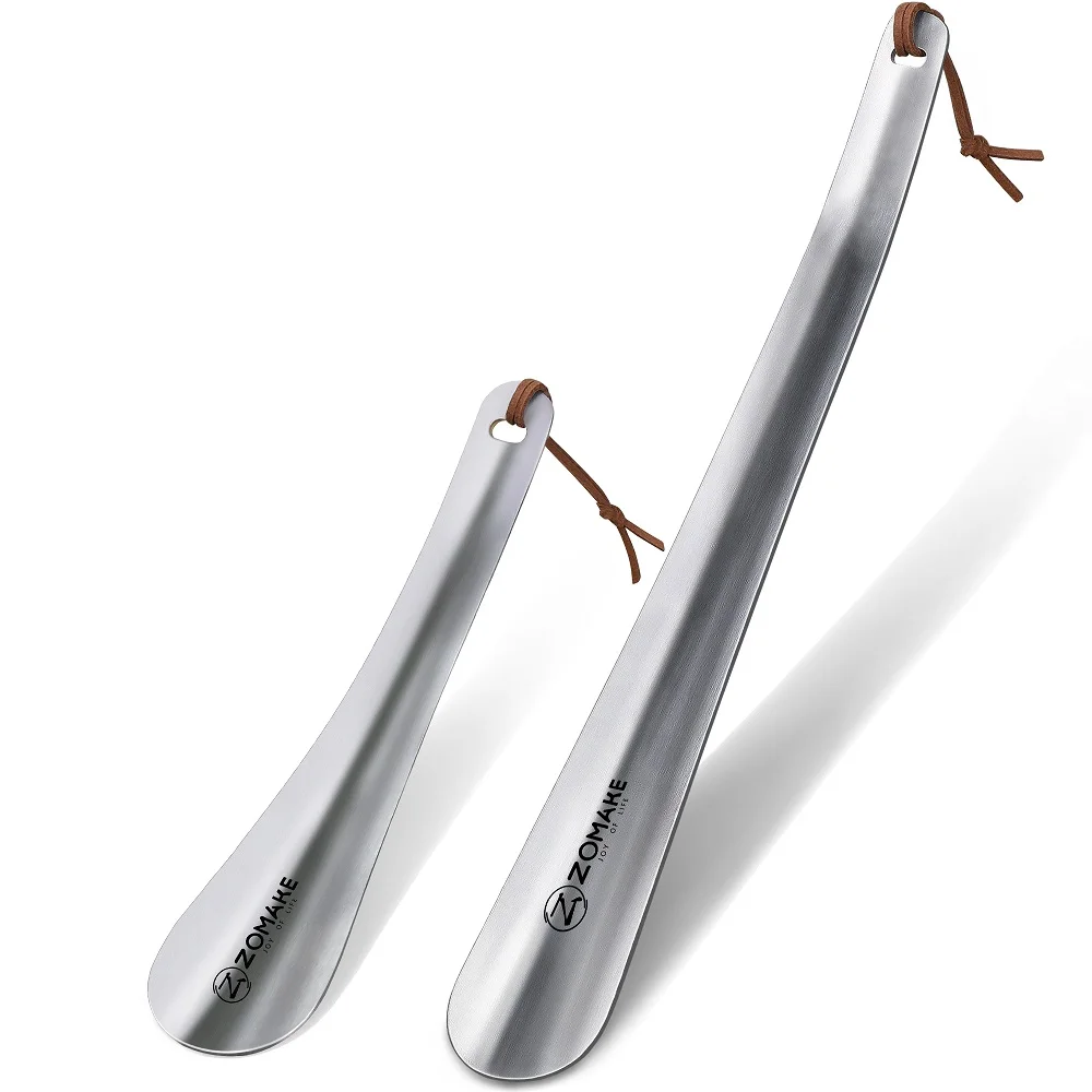 Рога для обуви ZOMAKE из нержавеющей стали с длинной ручкой, 11,8 дюйма, с дорожным рогом для обуви 7,3 дюйма, вспомогательный подъемник для обуви для мужчин и женщин