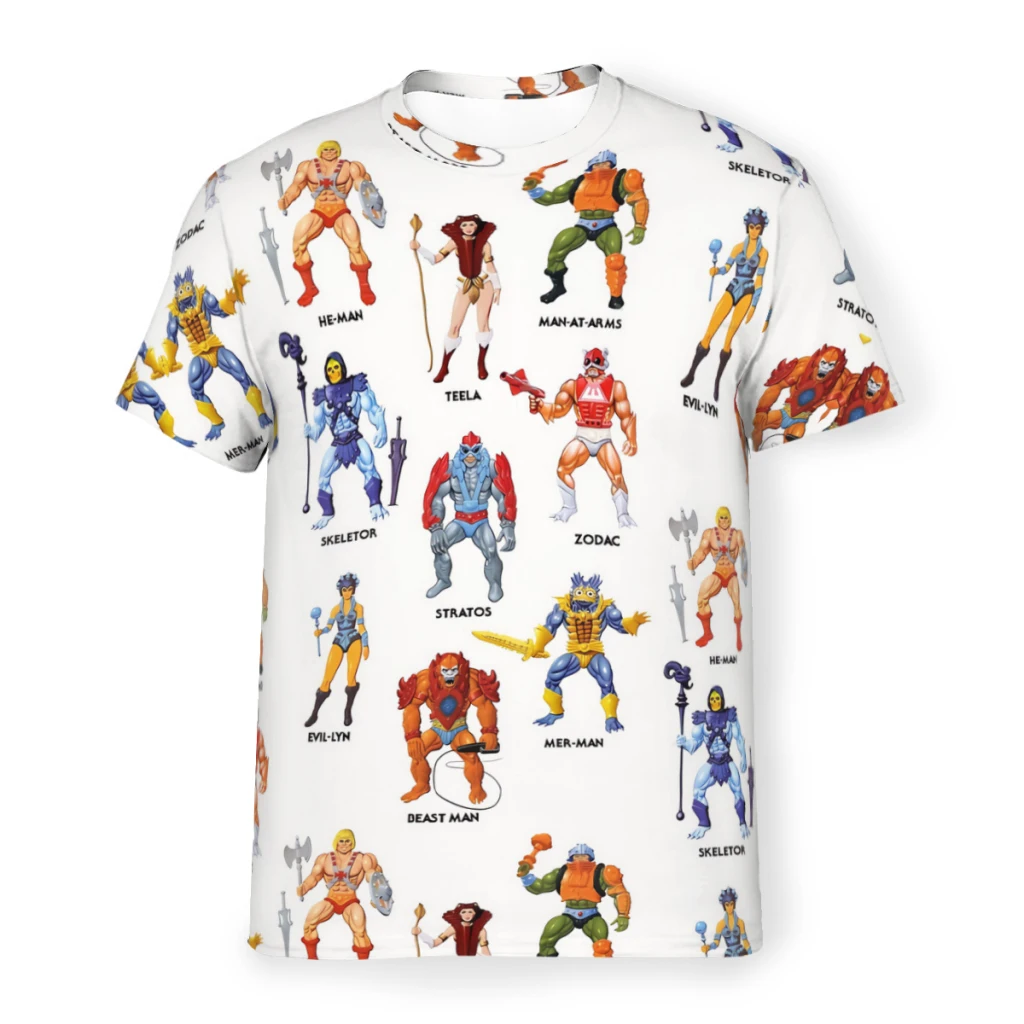 

Футболки «Мастера Вселенной» из полиэстера, винтажные художественные футболки с карточками для игрушек, персонализированные мужские тонкие футболки, Забавные топы