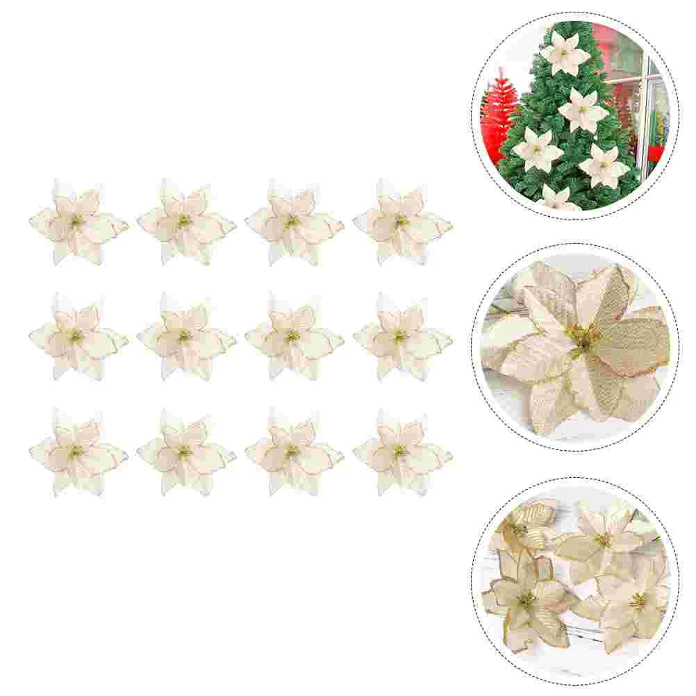 

Flowerartificial Poinsettia Christmas Decors Flowerspoinsettias Supplies Redwreath Adornments Simulation